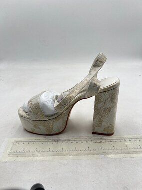 YDN White Platform Block Heel Sandals Ankle Buckle Strap Shoes Buckle Shoe